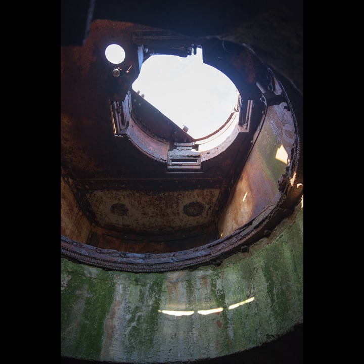 Looking up inside a Flamngo tower turret