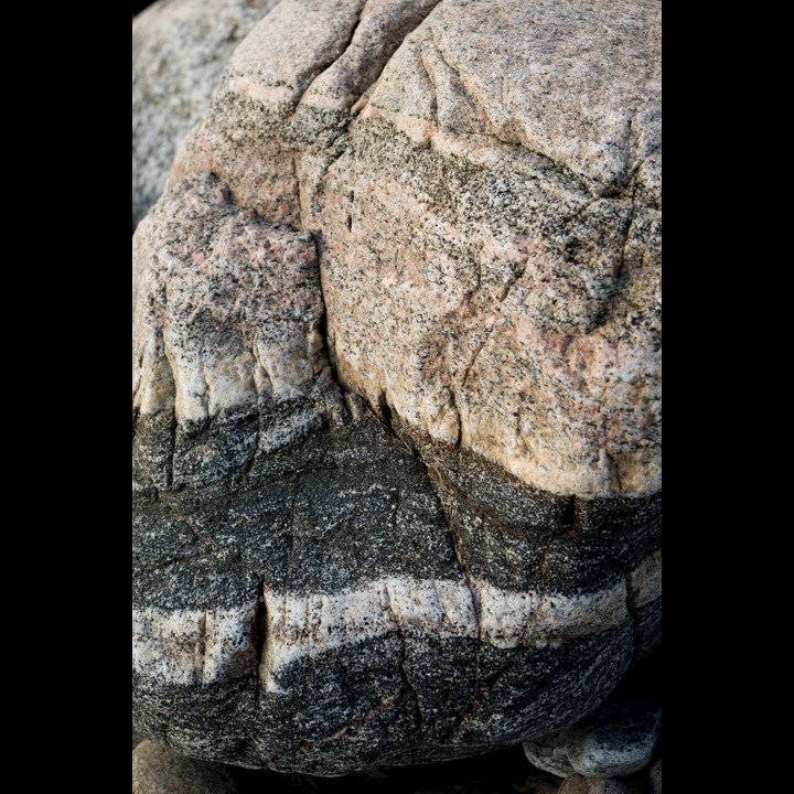 Layers of sediment in a rock brought from the north by the last Ice Age glacier - Østhasselstrand