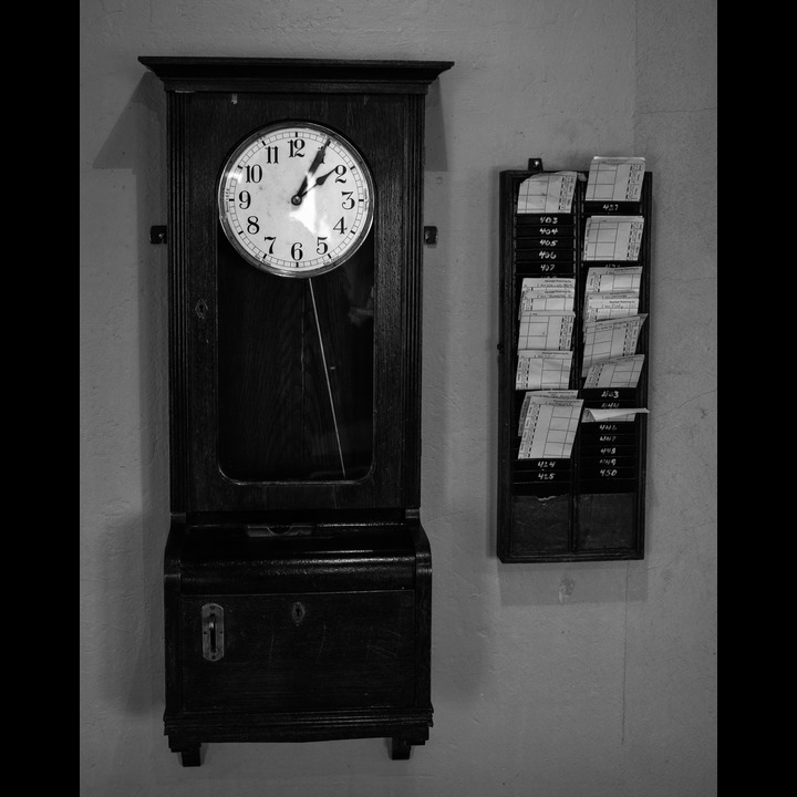 Employee time clock at the Canning Museum