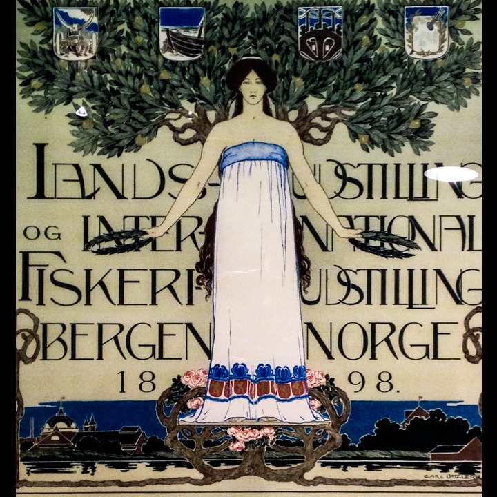 Detail of a diploma from the international fisheries exhibition in Bergen, 1898 - Norwegian Canning Museum