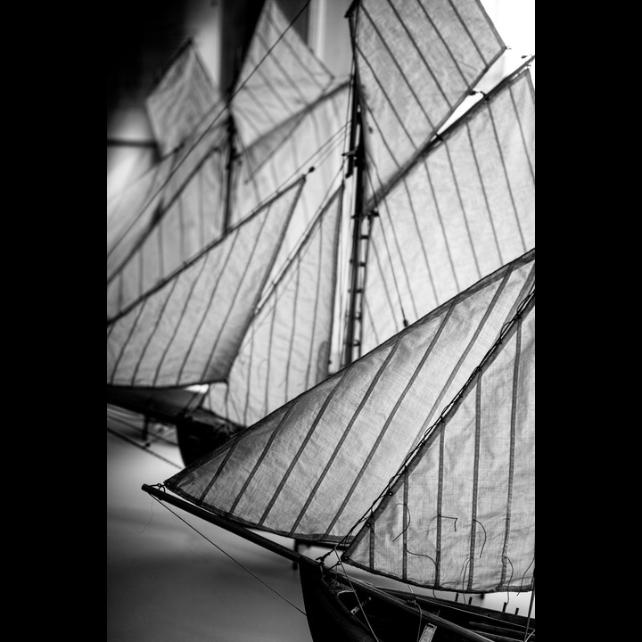 Models of traditional fishing boats used before the advent of motorized fishing