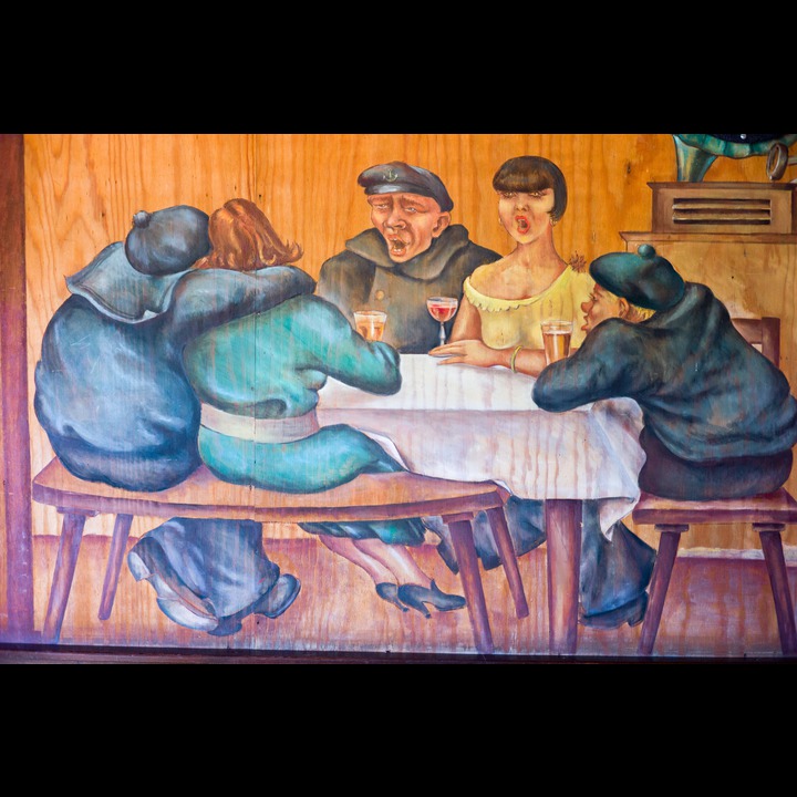 From the murals in the bar at the German WWII fort at Nordberg - local residents were also admitted.