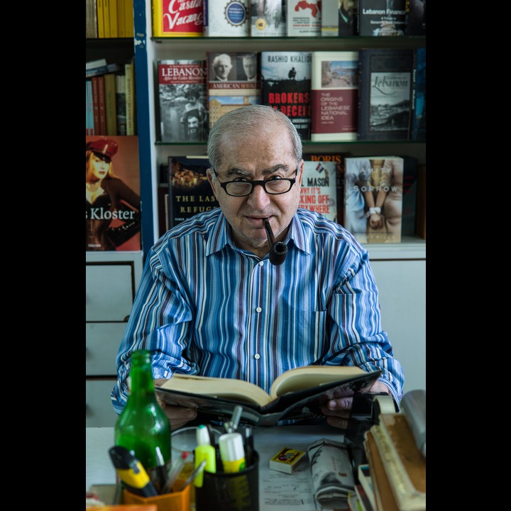 Our bookseller, Antranik Helvadjian, owner of  the Librairie Internationale, at the Gefinor Center.