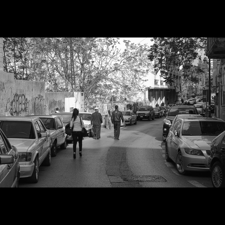 Parking in Beirut being what it is, people often prefer to walk in the street