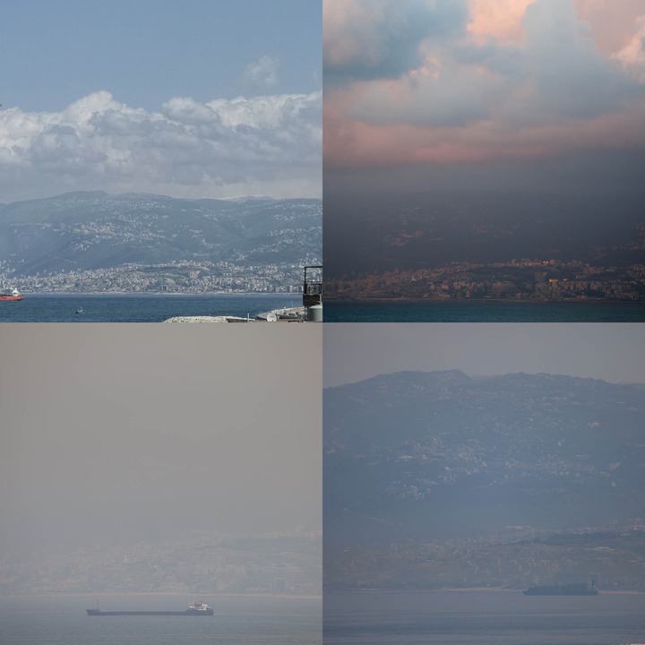 Our view of the Bay of St. George and Jounieh beyind in various states of pollution