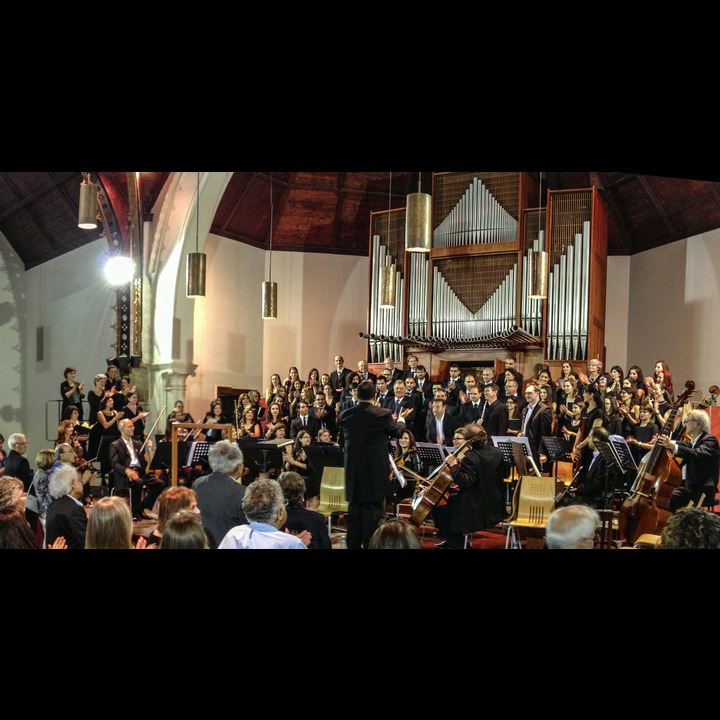 After the performance by The American University of Beirut Choir and Choral Society, and members of the Lebanese Philharmonic Orchestra of  Johann Sebastian Bach's St. John Passion, conducted by Thomas Kim