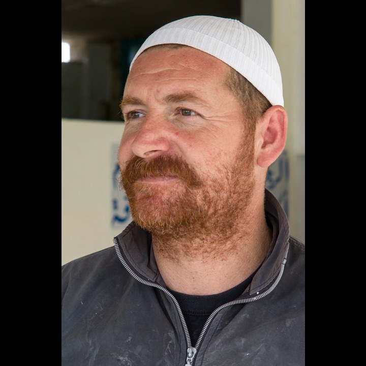 A Druze labourer at the shrine of Nebi Ezekiel, Dibbine