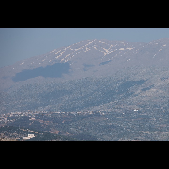 UNINFIL helicopter (lower right) and Mount Hermon (Jabal el Sheikj)