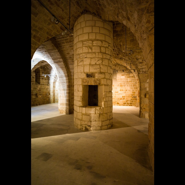 The shaft of the well from the courtyard of the church above the great stables in Khan el Franj - Old Saida