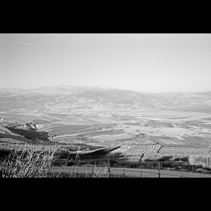 The Upper Galilee panhandle seen from the west - the Golan in the distance