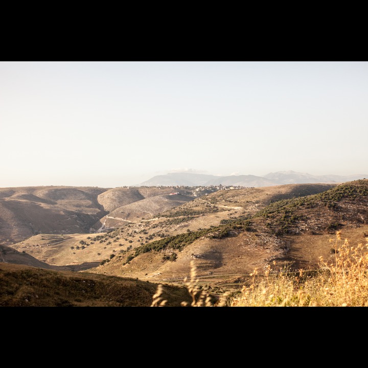 The hills of South Lebanon with the Rihane Mountains to the north