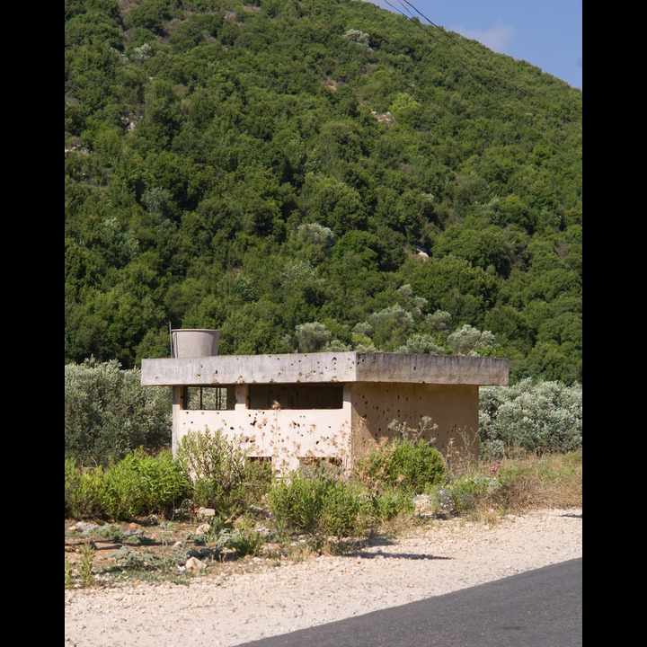 A shot up pump station in the Chebaa riverbed near Fardis