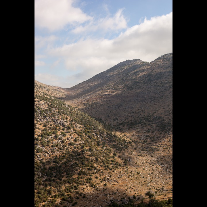 At its upper end, Wadi Chebaa forks - here to the south and the Chebaa Farms, the other north, into Chebaa village