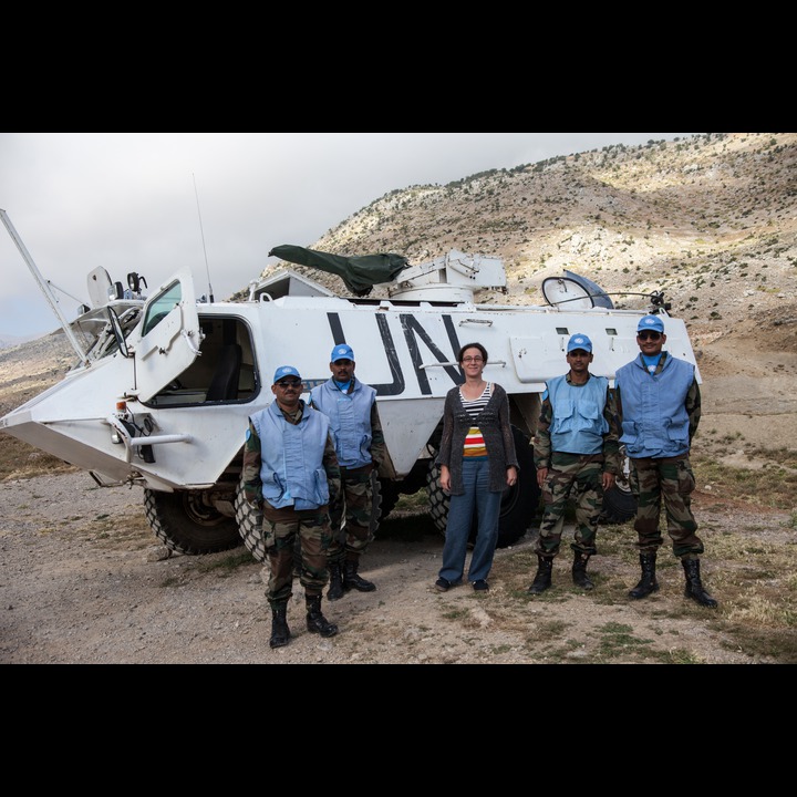 Toufoul with an Indibatt UNIFIL team at the border fence on the Chebaa - Kfar Shouba road (33.327487 N, 35.737080 E)