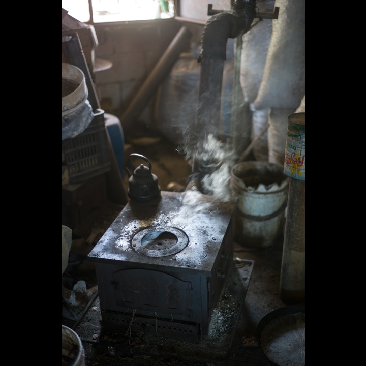 Pine cone fired stove