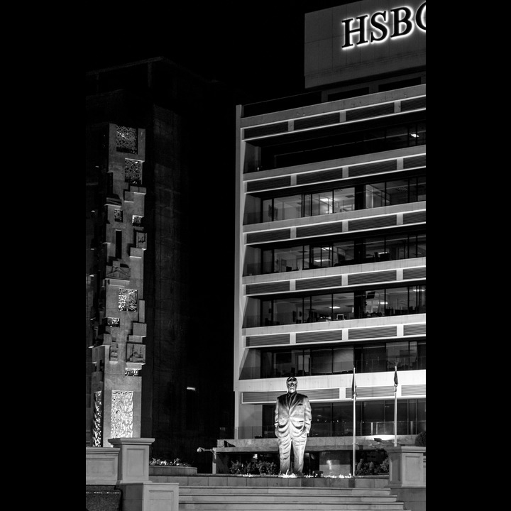 Two of three monuments to Rafiq el Harriri near the place he was assassinated in front of the St. George Hotel