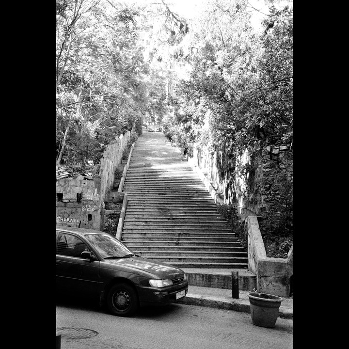 The AUB stairs from Rue Kennedy down to Rue Van Dyck