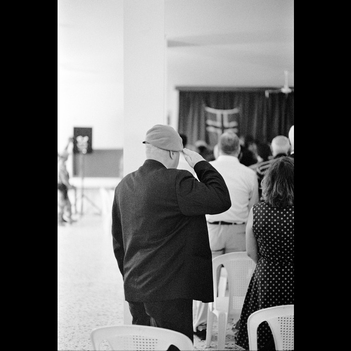 May 17, Norwegian Independence Day in Ibl el Saqi: A veteran saluting the flag