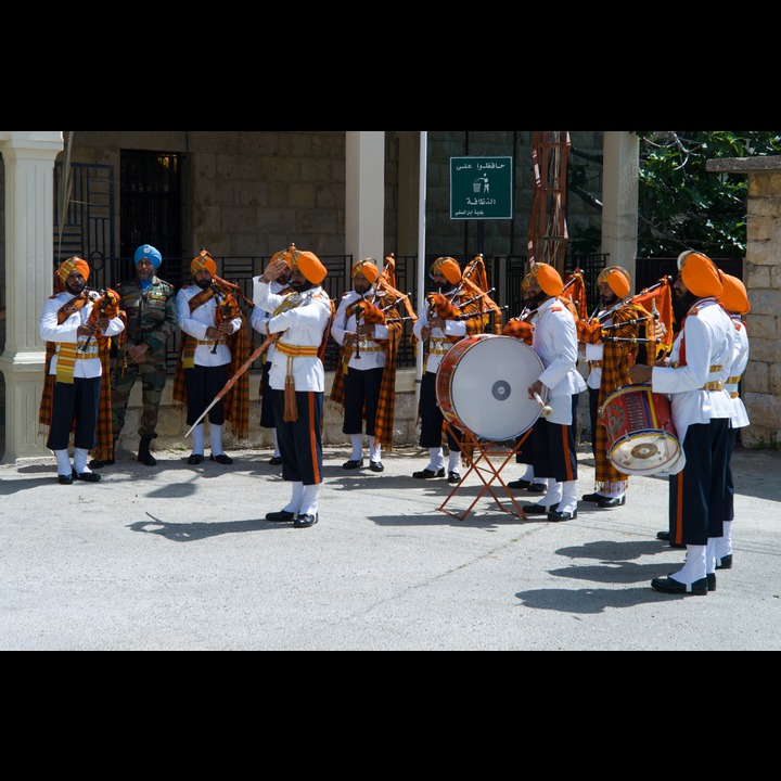 May 17, Norwegian Independence Day in Ibl el Saqi: Indian band outside ST. George's Church