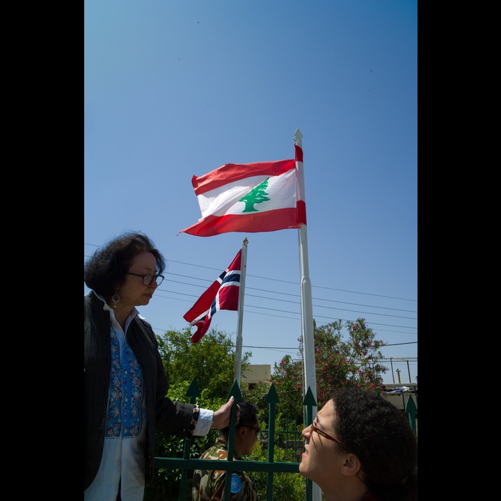 May 17, Norwegian Independence Day in Ibl el Saqi: The flags of Norway and Lebanon