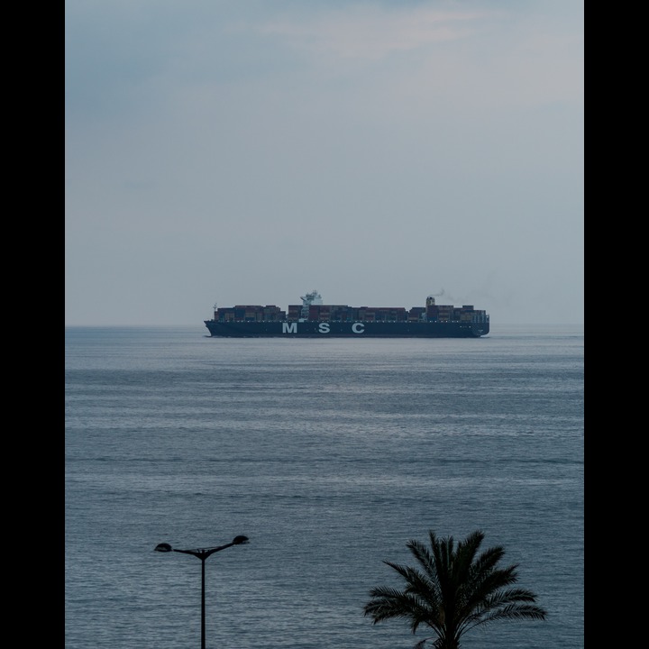 Container ship MSC ALEXANDRA of the Mediterranean Shipping Company hauling flying carpets from Beirut to Pireaus