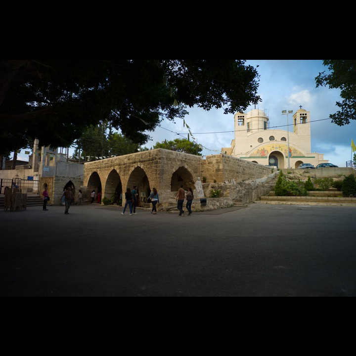 The chapel over the cave and the basilica at the Shrine of the Holy Virgin at Maghdouche