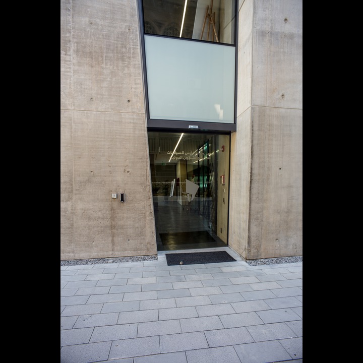 This is the main entrance, in the narrow alley facing Nicely Hall - Zaha Hadid at AUB - Issam Fares Institute for Public Policy and International Affairs