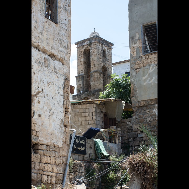 The steeple of an old church in the Old City of Saida