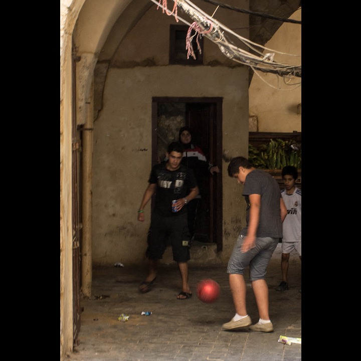 Playing football in the Old City of Saida