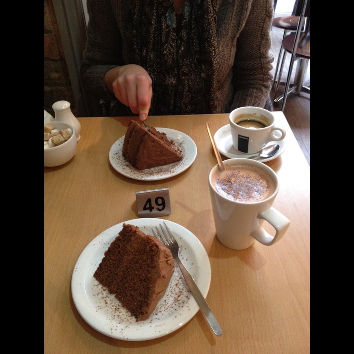 Chocolate cake, coffee and hot chocolate - The Buttery, Broad Street
