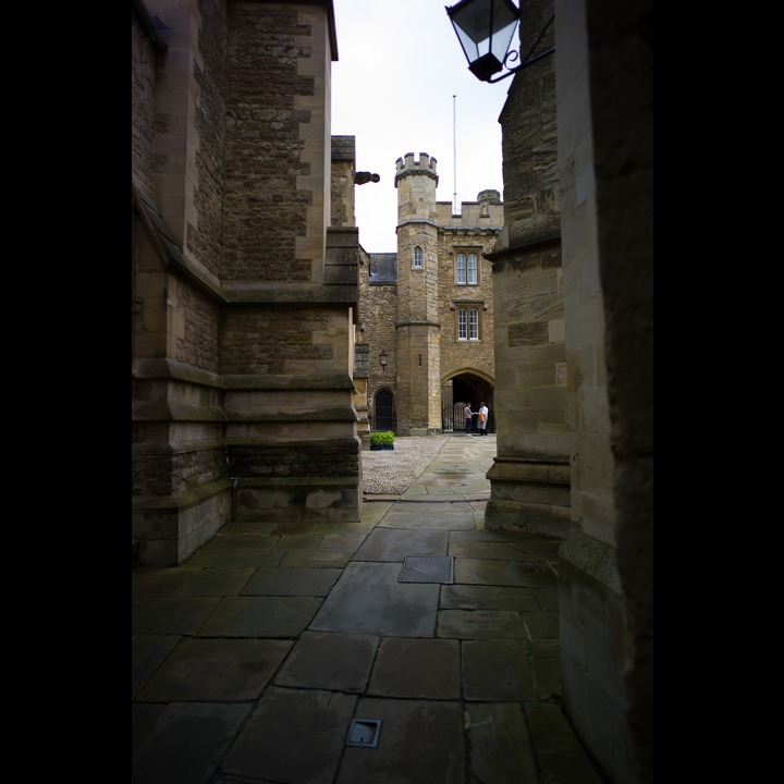 Merton College - passage between the Hall and sacristy looking toward the porters' lodge.