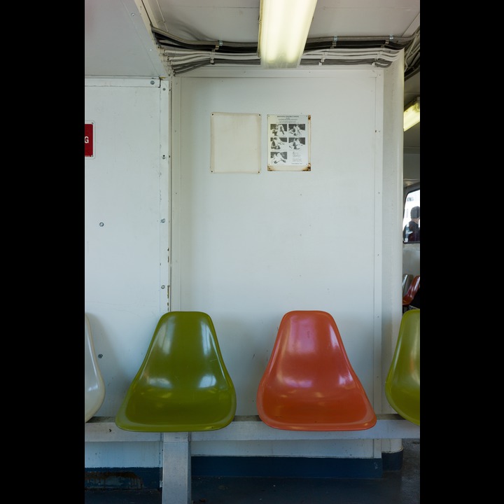 Charles Eames fiberglass seating on the Algiers ferry